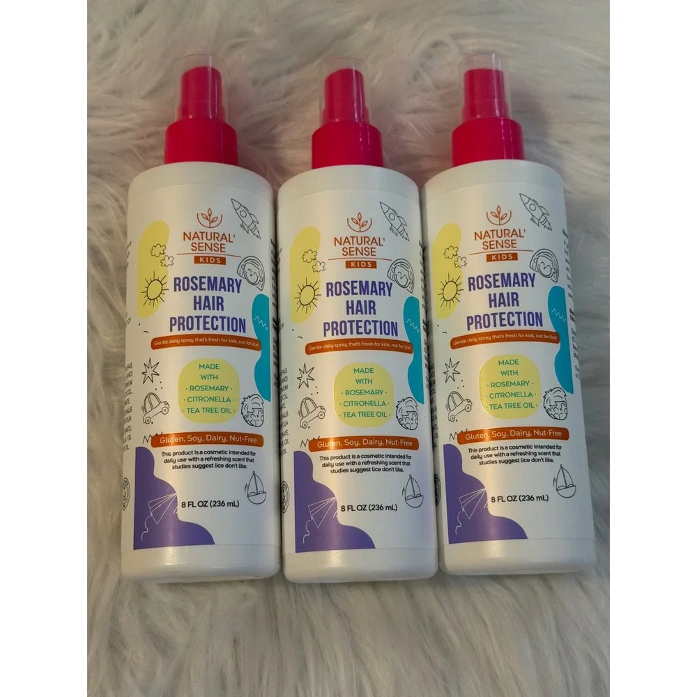 Natural Sense Kids Rosemary Hair Protection Spray 8oz 3 Pack Lice Prevention